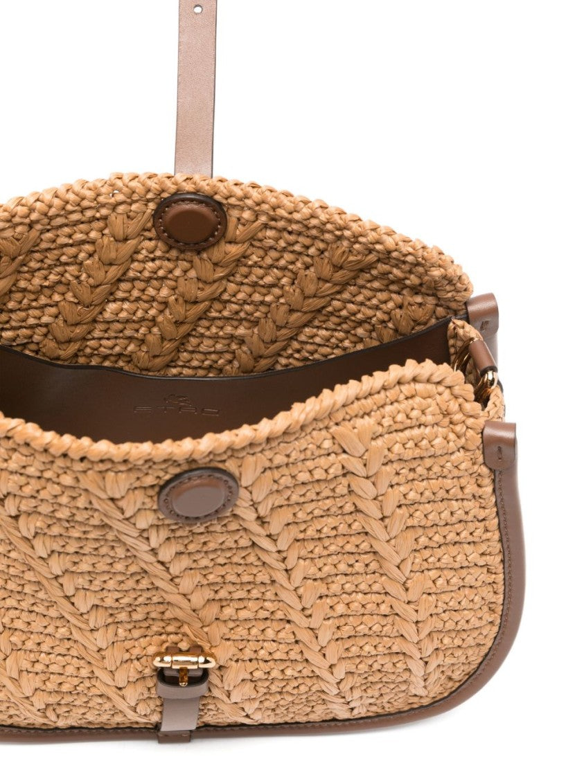 Etro Chevron Textured Calf Leather Shoulder Bag