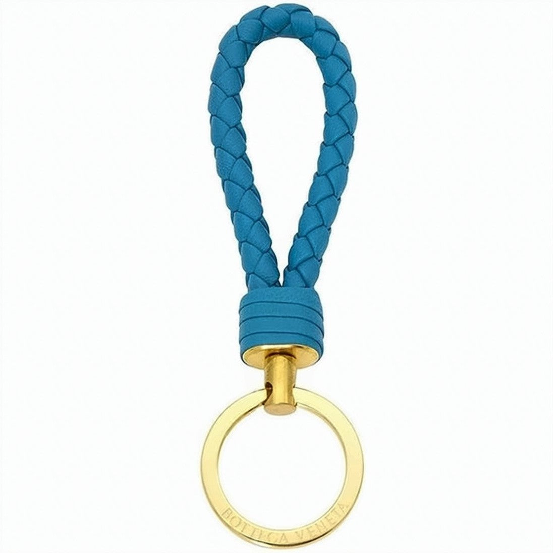 Bottega Veneta Braided Lambskin Leather Keyring With Polished Gold-Tone Ring