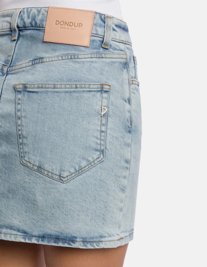 Dondup Light Blue Faded Whiskering Denim Mini Skirt