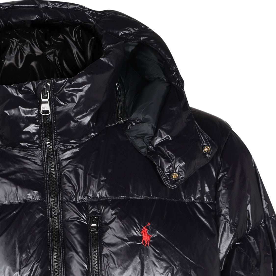 Polo Ralph Lauren Glossy Black Quilted Hooded Down Jacket