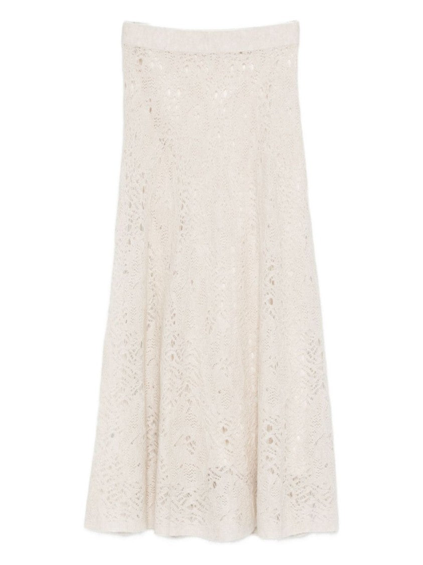 Dexterior Textured Knee-Length Skirt With Lace-Like Knit