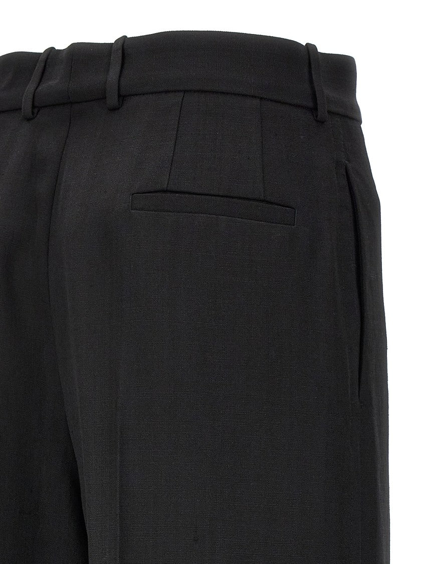 Jil Sander Wide Leg Black Trousers With Sharp Ironed Crease