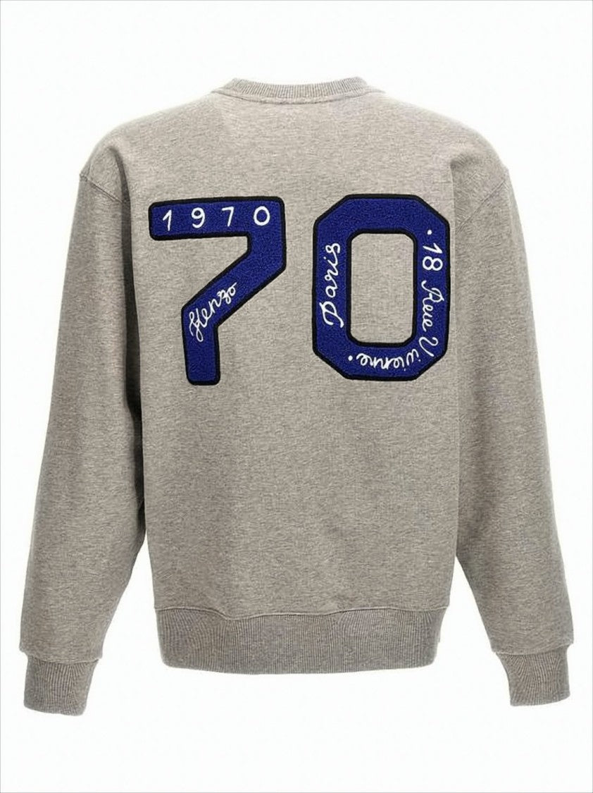 Kenzo Heather Grey Long-Sleeve Sweatshirt With Varsity Design