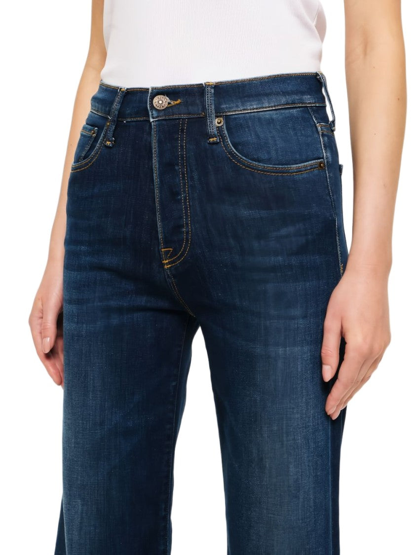 Cycle Navy Blue Luna Vintage Wash Flared Jeans