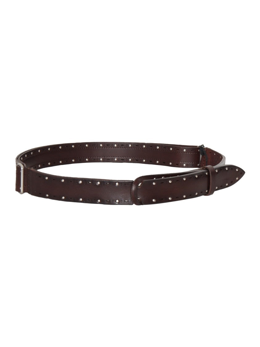 Claudio Orciani Brown Leather Belt With Circular Studs