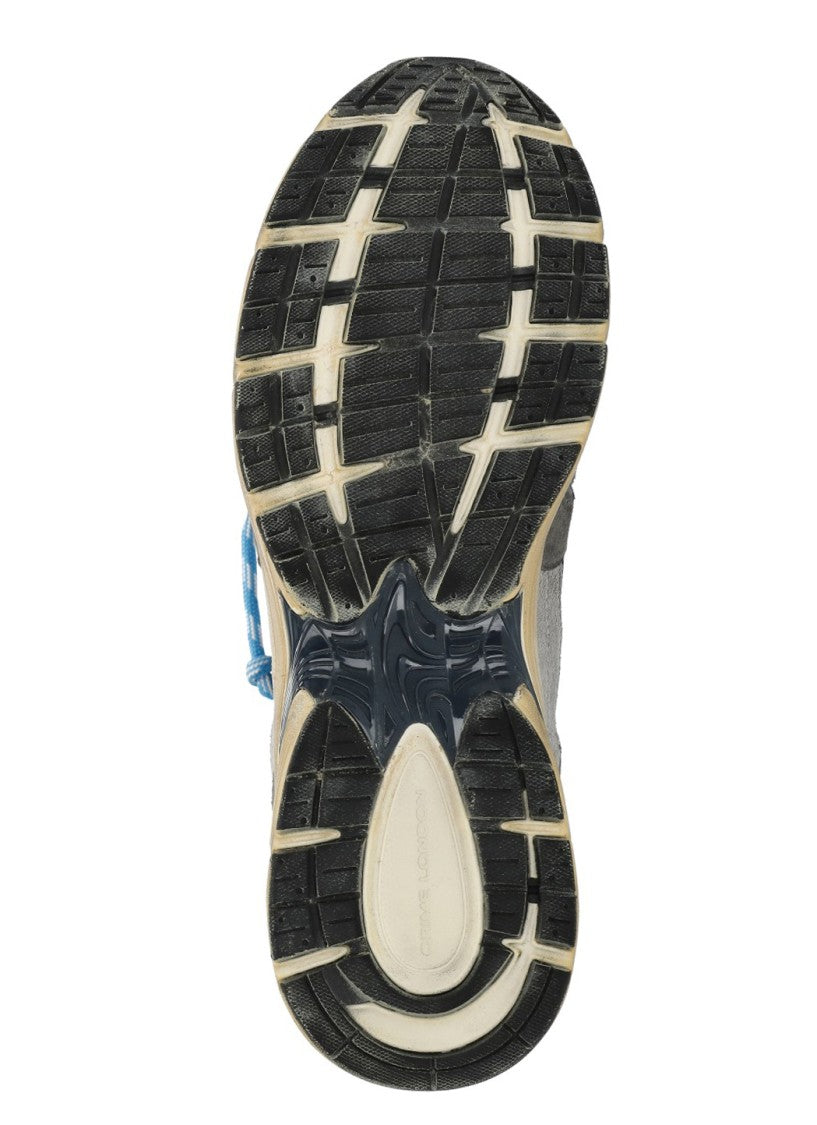 Crime London Blue Fugitive 9094 Leather Mesh Used-Effect Sneakers