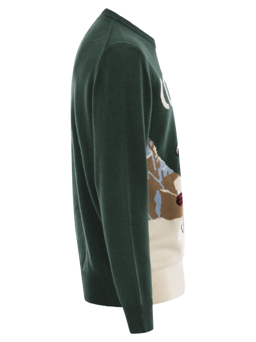 Mc2 Saint Barth Heron - Crew Neck Sweater With Embroidery On The Front