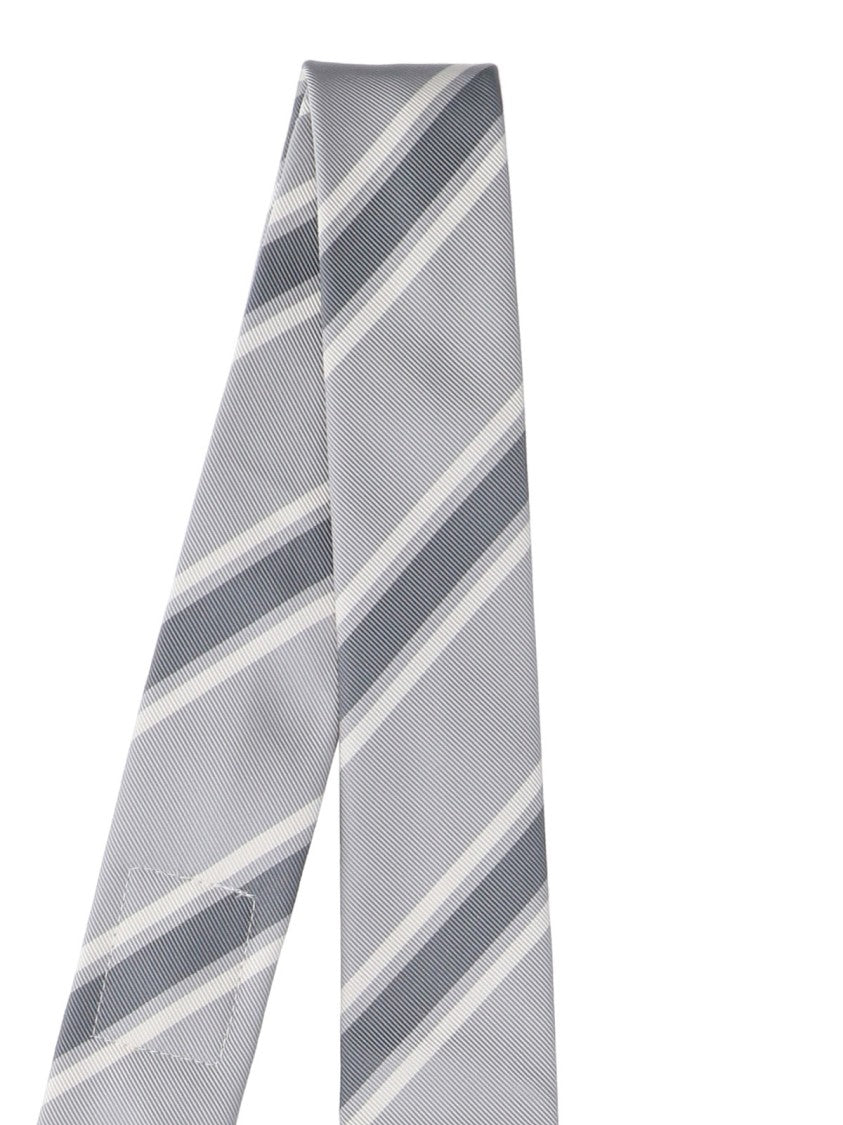 Thom Browne Striped Silk Tie – Grey