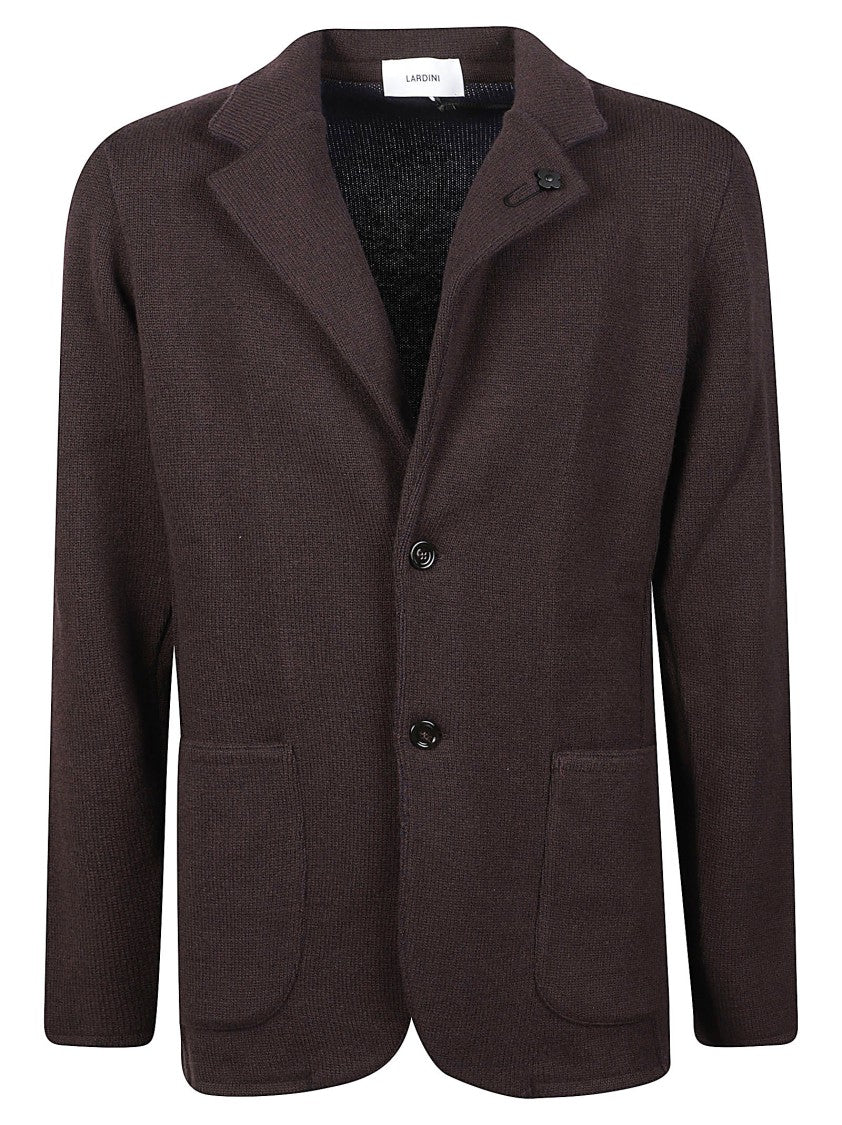 Lardini Ribbed Virgin Wool-Blend Knit Blazer