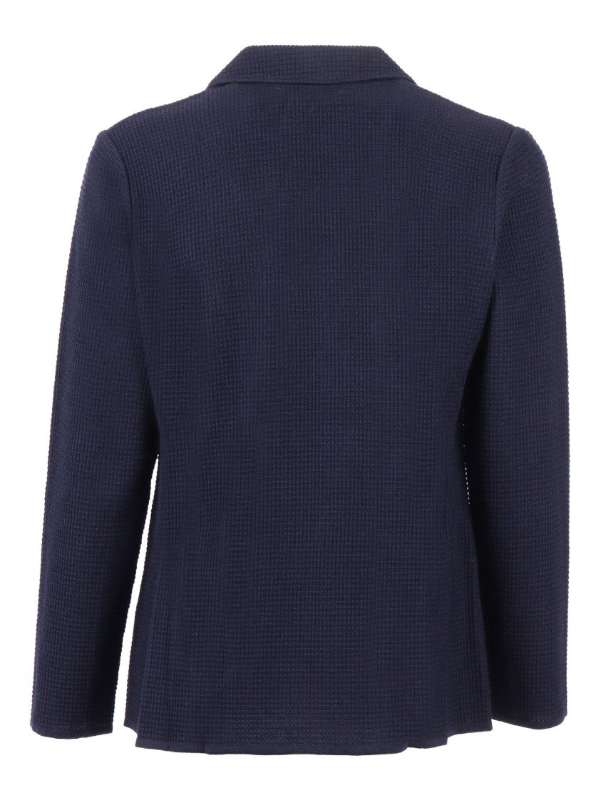 Lardini Textured Weave Double-Breasted Knit Jacket
