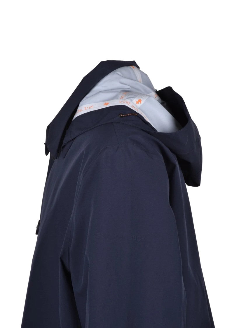 Save The Duck Technical Overcoat With Button-Up Front And Adjustable Cuffs