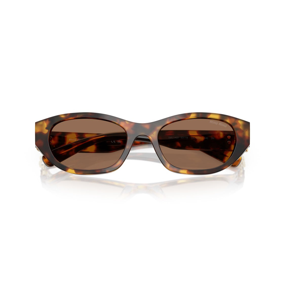Miu Miu 0Mu A03s Tortoiseshell Oval Frame Sunglasses