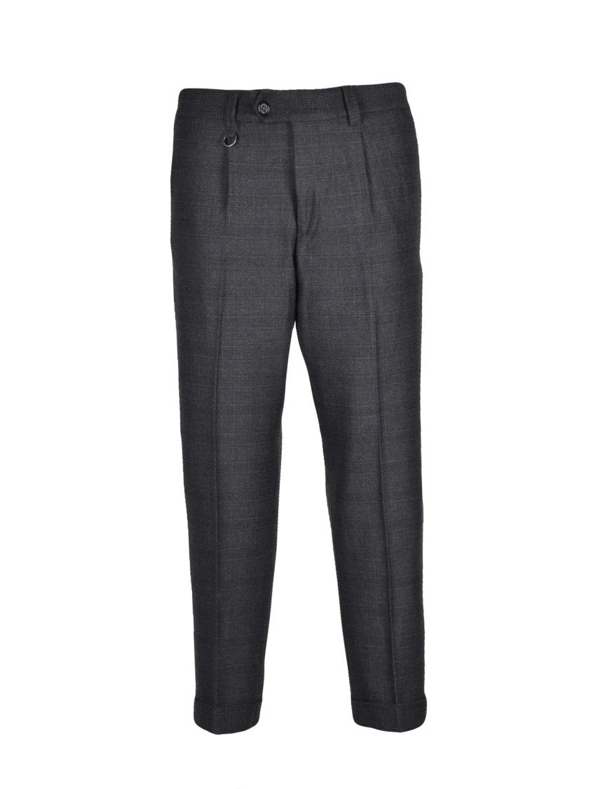 Paolo Pecora Grey Pleated Stretch Wool-Blend Chino Pants