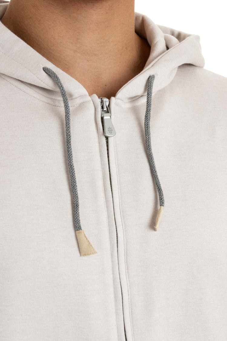 Eleventy Full-Zip Hoodie In Cotton-Cashmere-Silk Blend