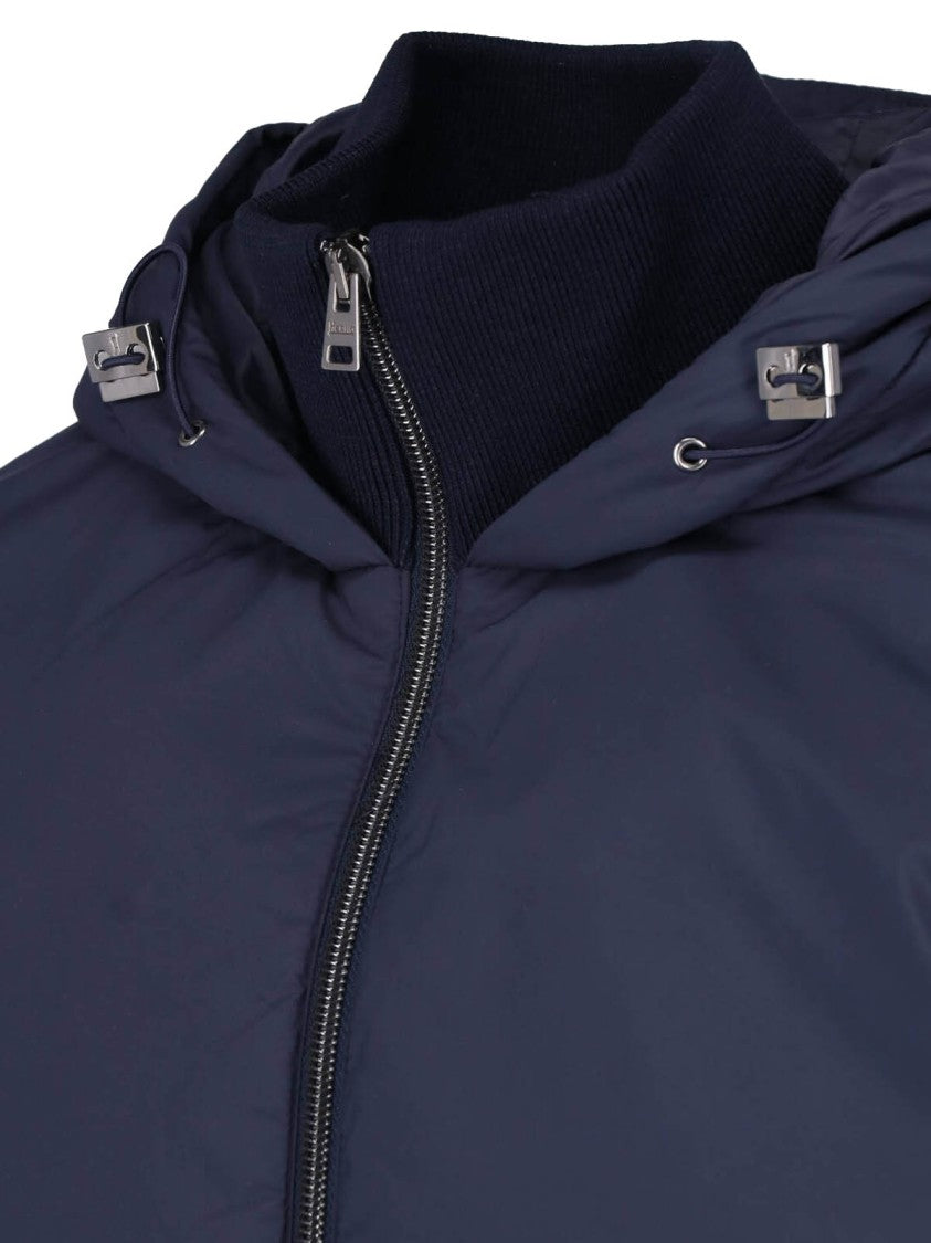 Herno Blue Cotton-Blend Resort Hooded Jacket