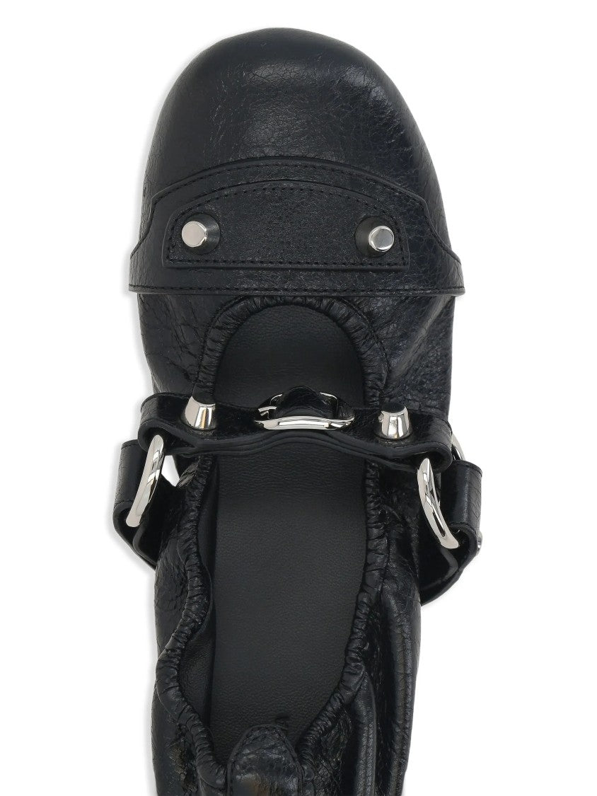 Balenciaga Black City Flap L005 Leather Ballerinas