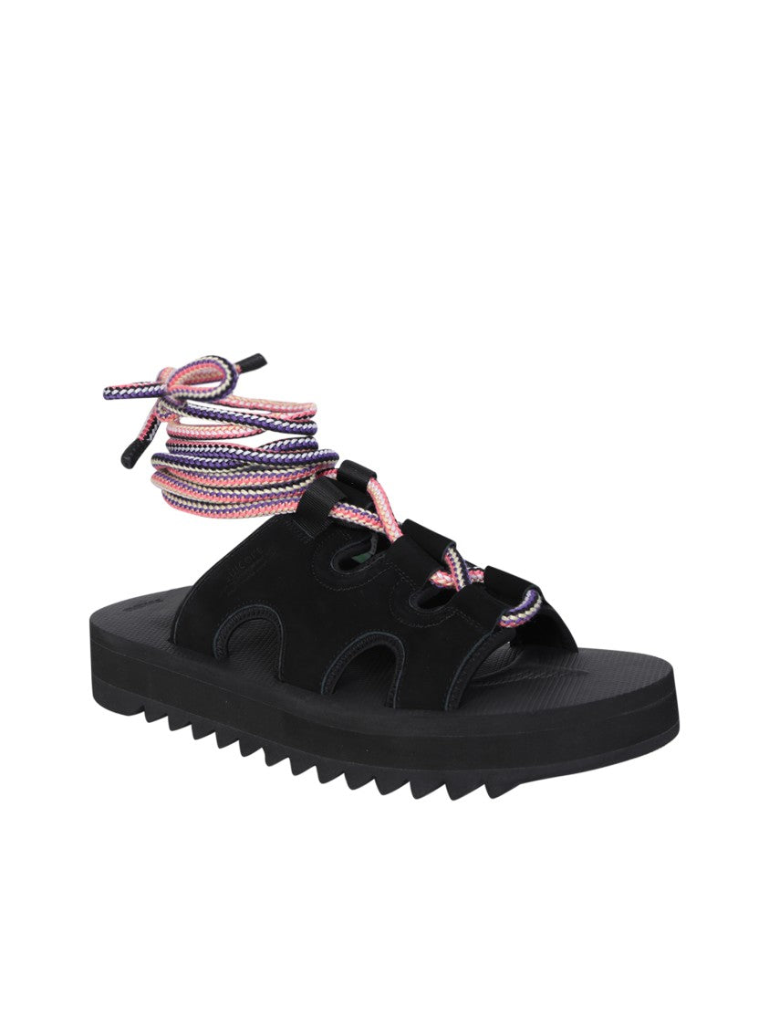 Suicoke Chunky Rubber Sole Black Sandals