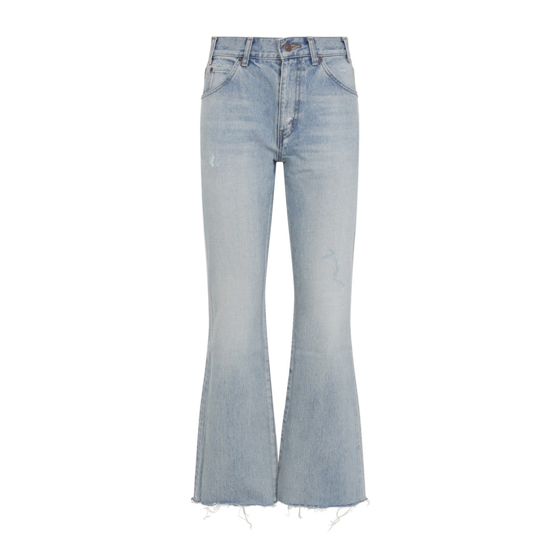 Celine Mid-Rise Flared Jeans In Washed Light Blue Denim