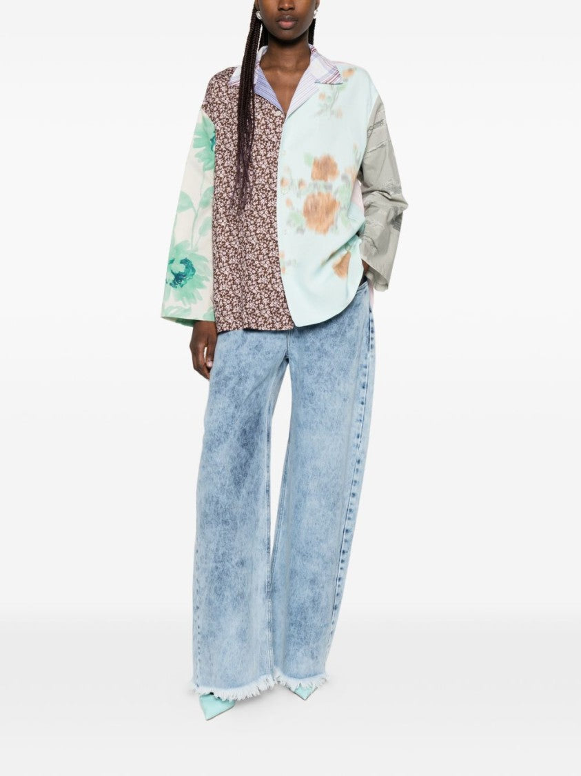 Moschino Multicolour Floral Patchwork Collared Top