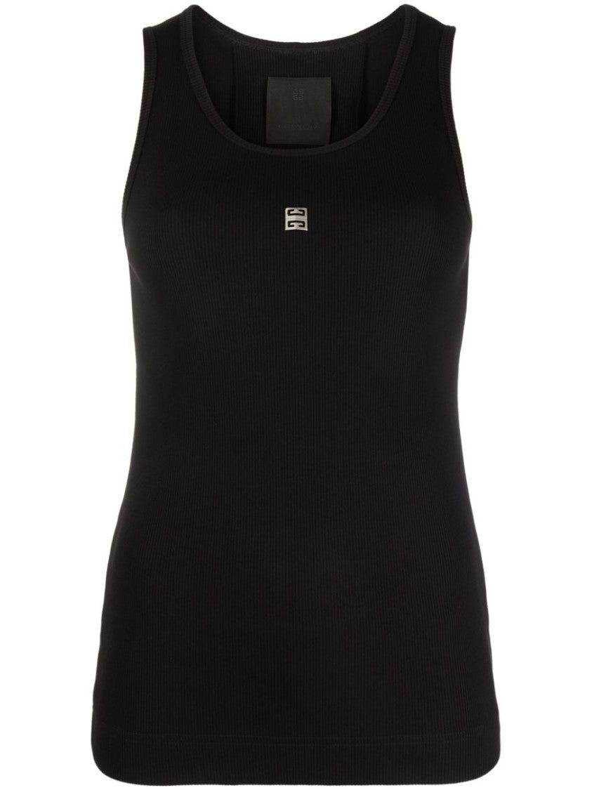 Givenchy Black 4G Motif Ribbed Knit Top