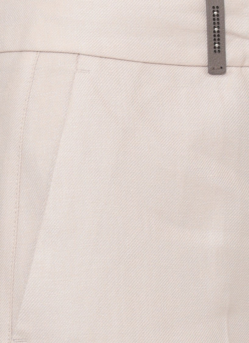 Peserico Beige Linen Straight-Leg Pants