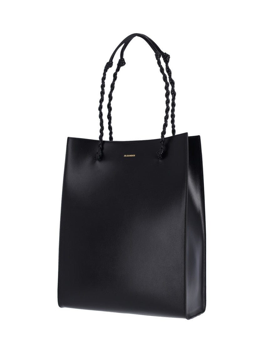 Jil Sander Structured Calf Leather Tote With Braided Handles And Embossed Detailing