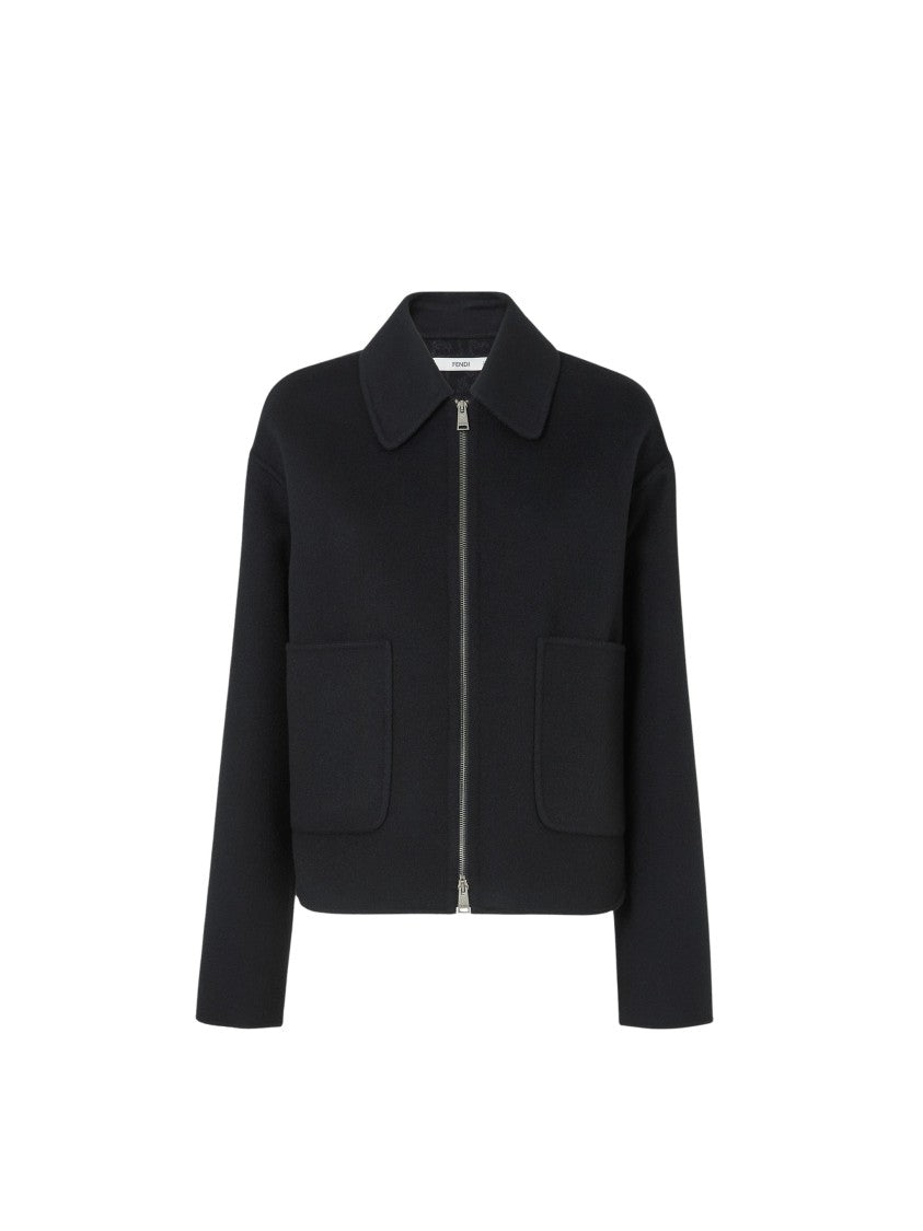 Fendi Blouson Ff Cropped Minimalist Black Jacket
