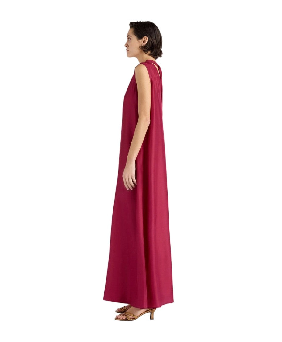 Momonì Habutai Silk Sleeveless Double Tie Sash Maxi Dress