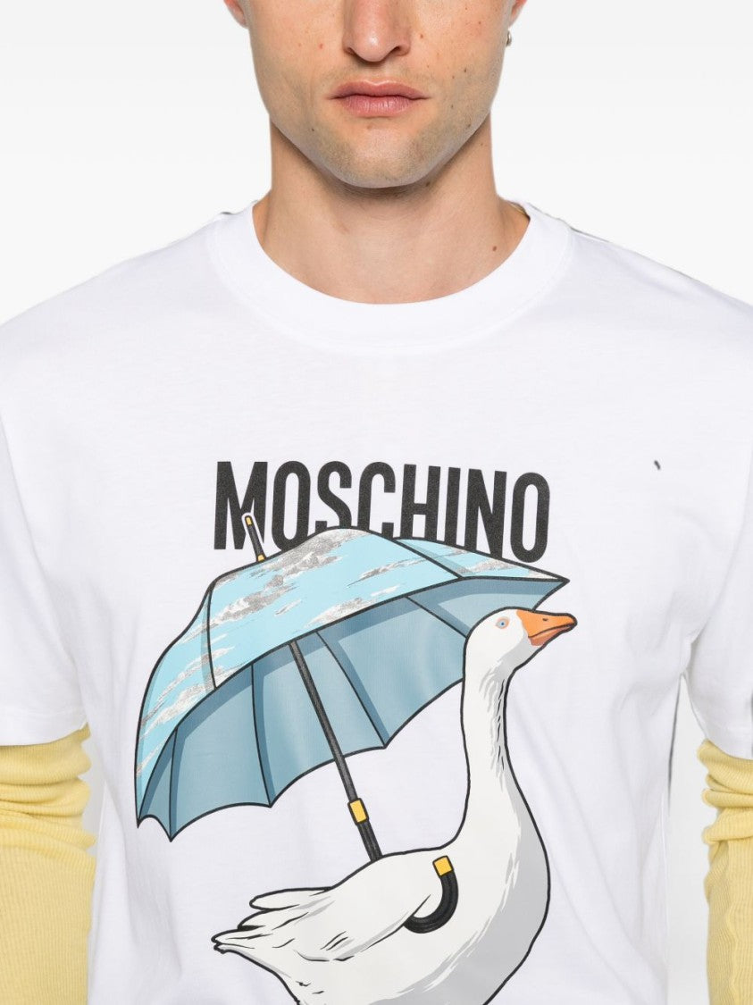 Moschino Relaxed Fit Short-Sleeve T-Shirt With Graphic Goose Print