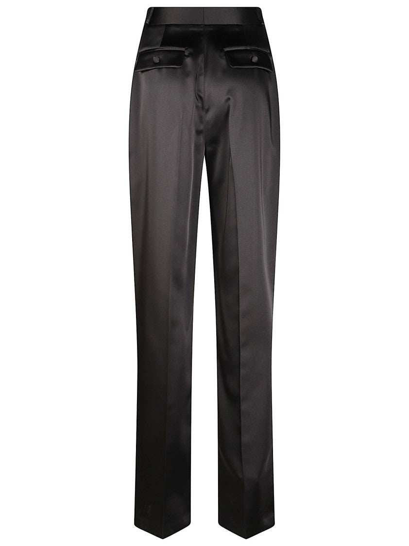 Elisabetta Franchi Satin-Finish Straight Leg Trousers With Tailored Fit And High Waist