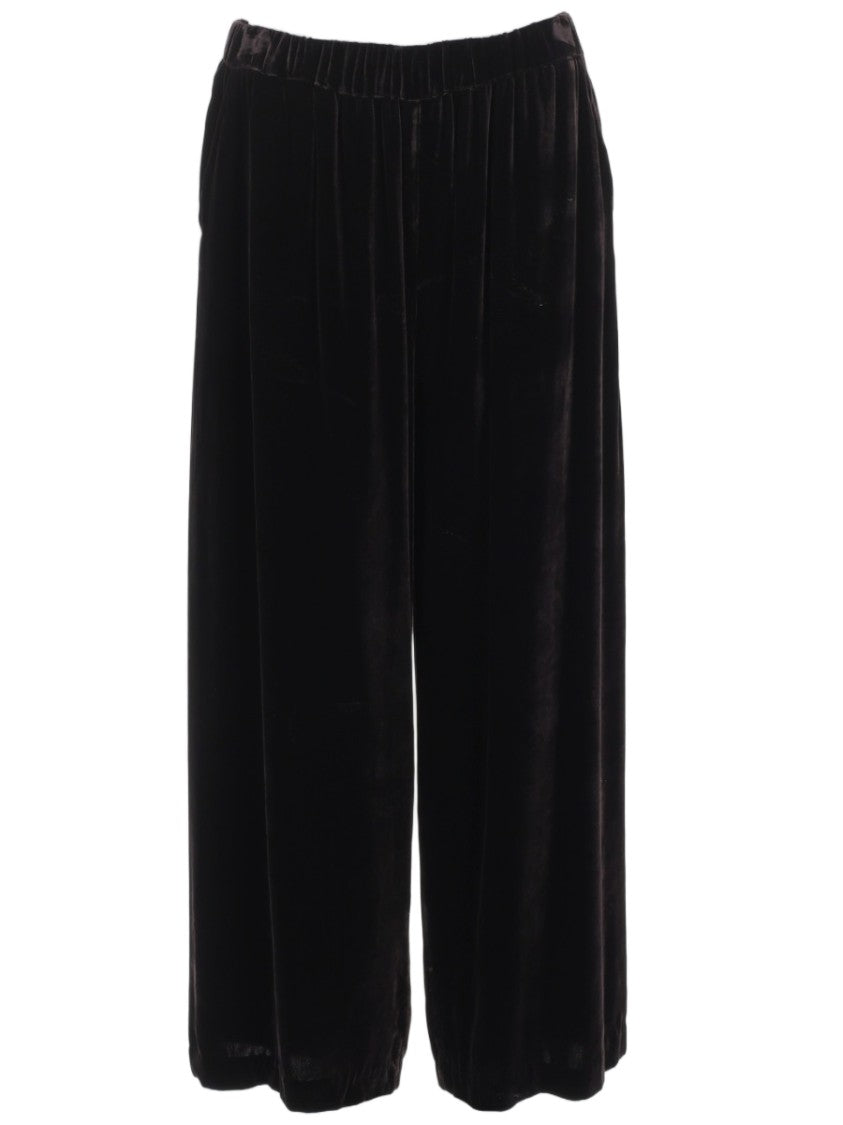 P.A.R.O.S.H. Cropped Loose Black Wide-Leg Pants With Elastic Waistband