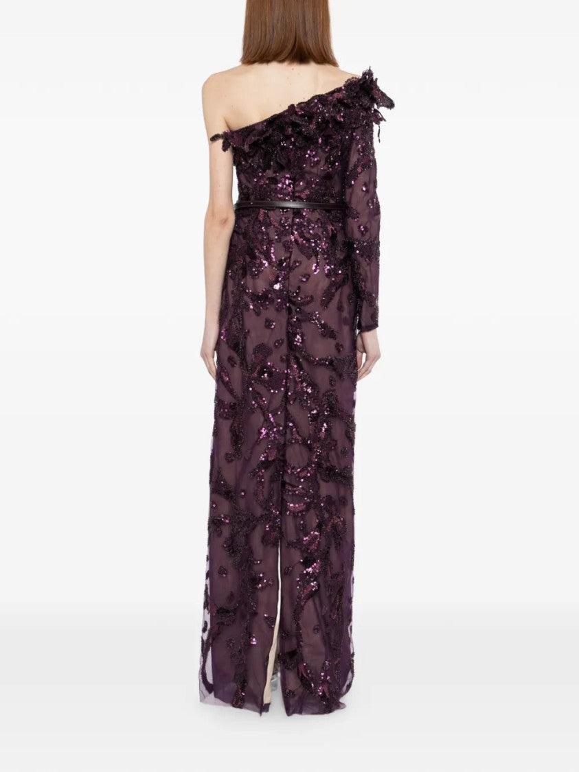 Saiid Kobeisy One-Shoulder Embroidered Tulle Dress