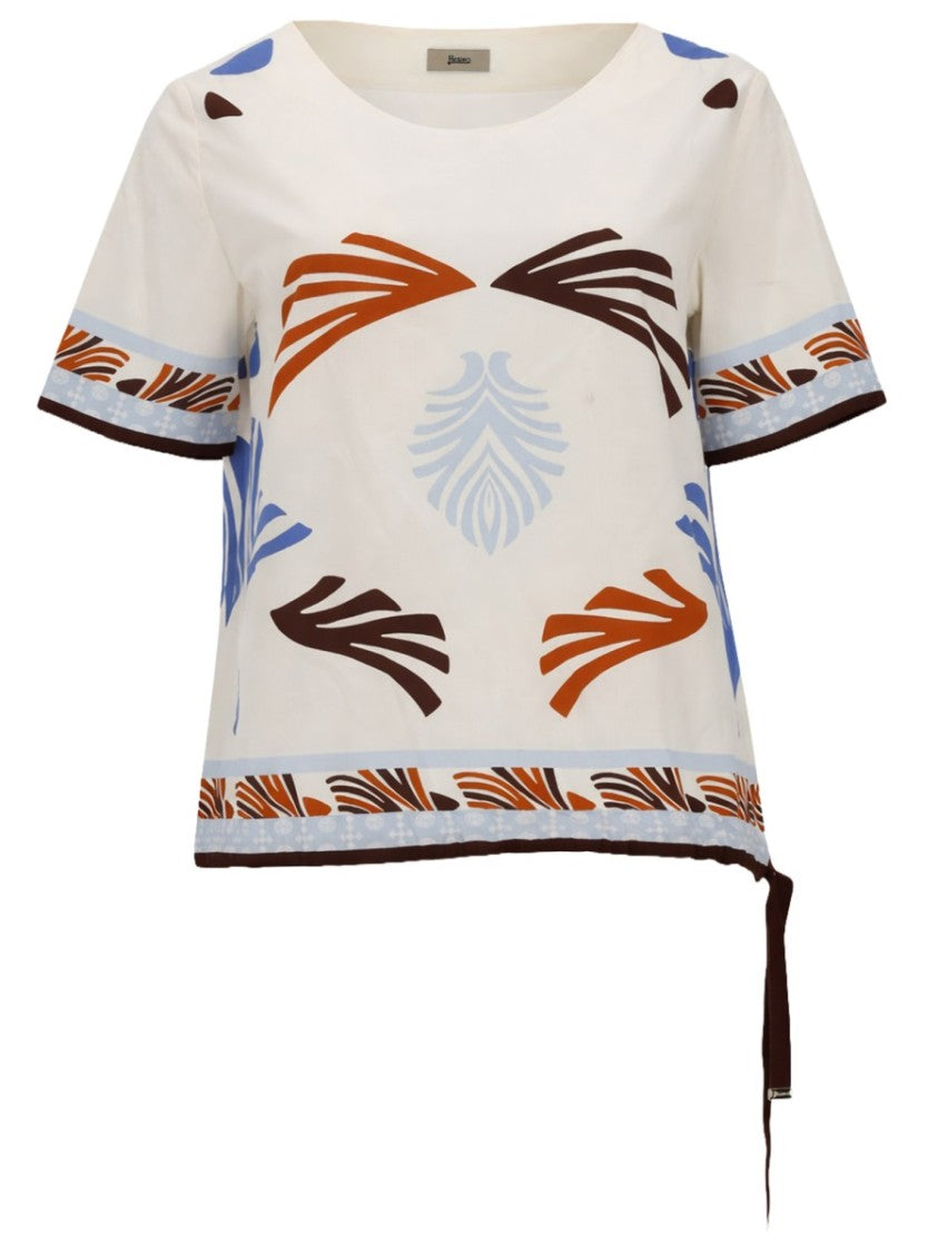 Herno Summer Print Side Hem Tie T-Shirt