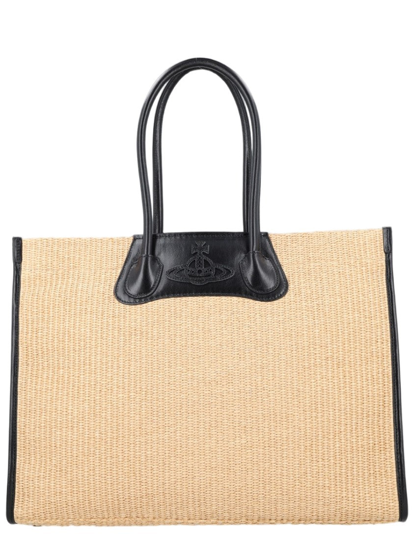 Vivienne Westwood Troy Woven Leather Accent Tote Bag