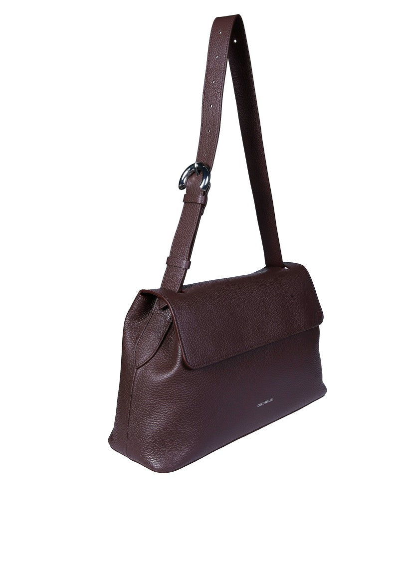Coccinelle Brown Fern Structured Flap Shoulder Bag