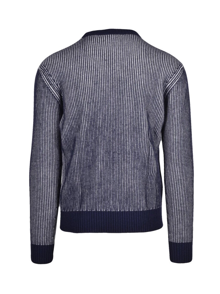 Add Crew Neck Sweater With Vertical Ribbed Pattern And Premium Blend