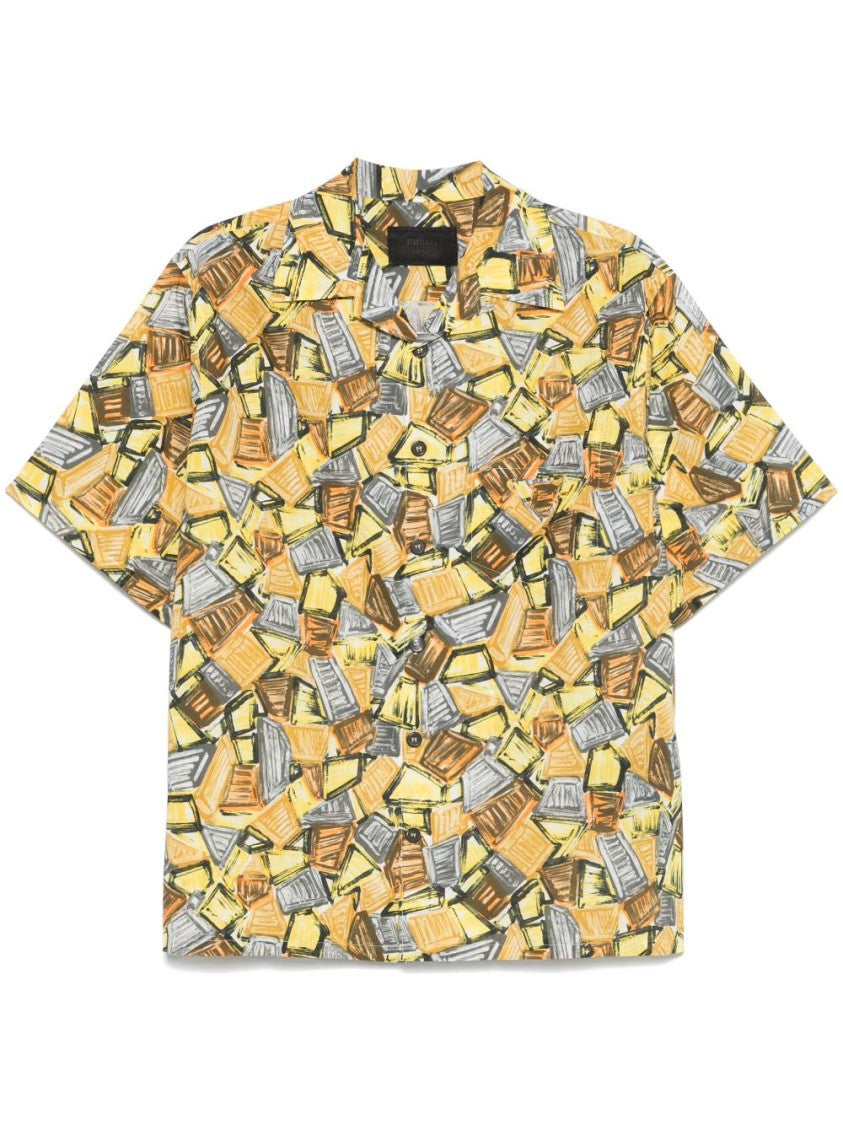 Prada Illustration-Print Short-Sleeved Shirt With Cuban Collar