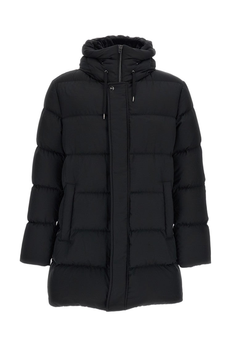 Herno Quilted Hooded Down Jacket With Removable Faux Fur Collar