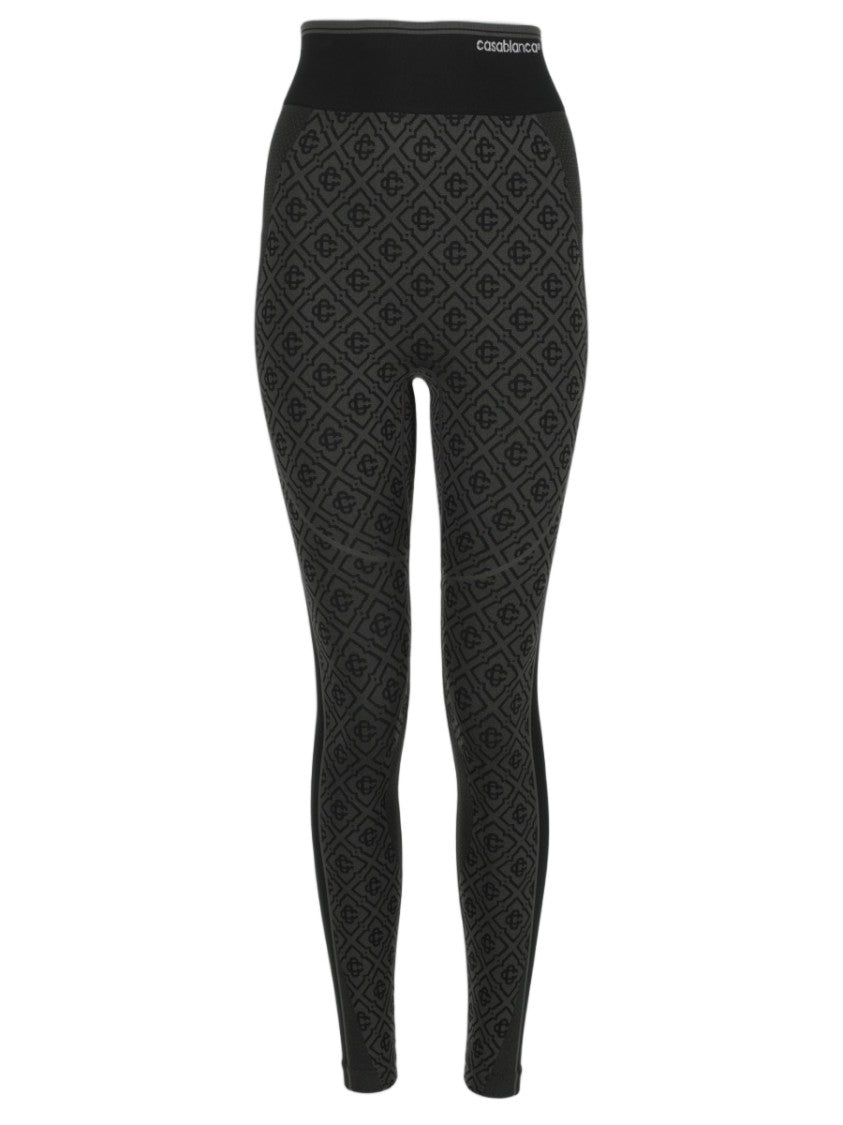 Casablanca Seamless Monogram Leggings With Contrasting Side Panels
