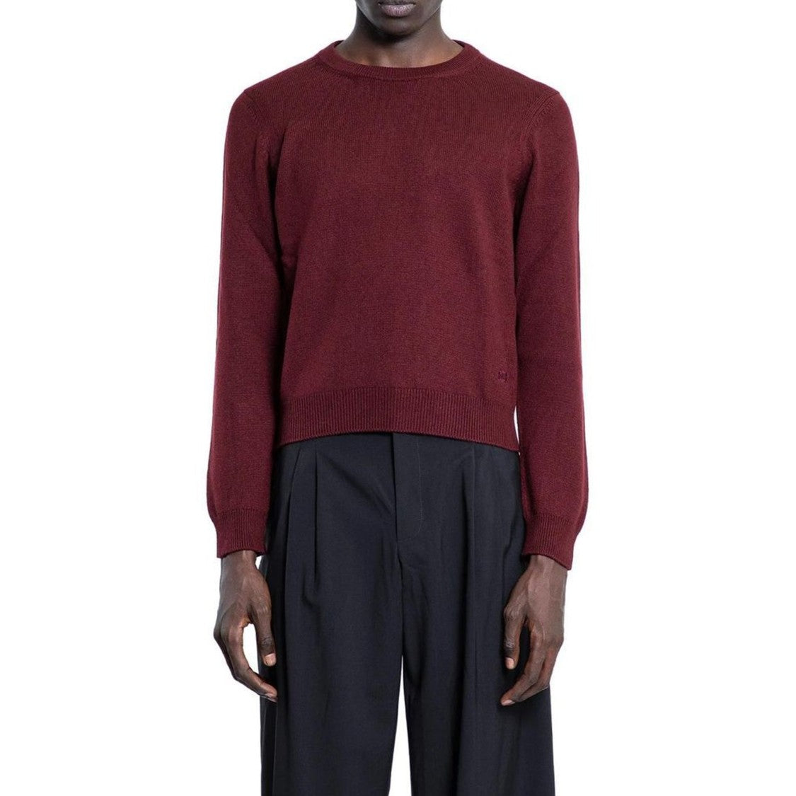 Celine Burgundy Cashmere Sweater With Front Embroidered Logo