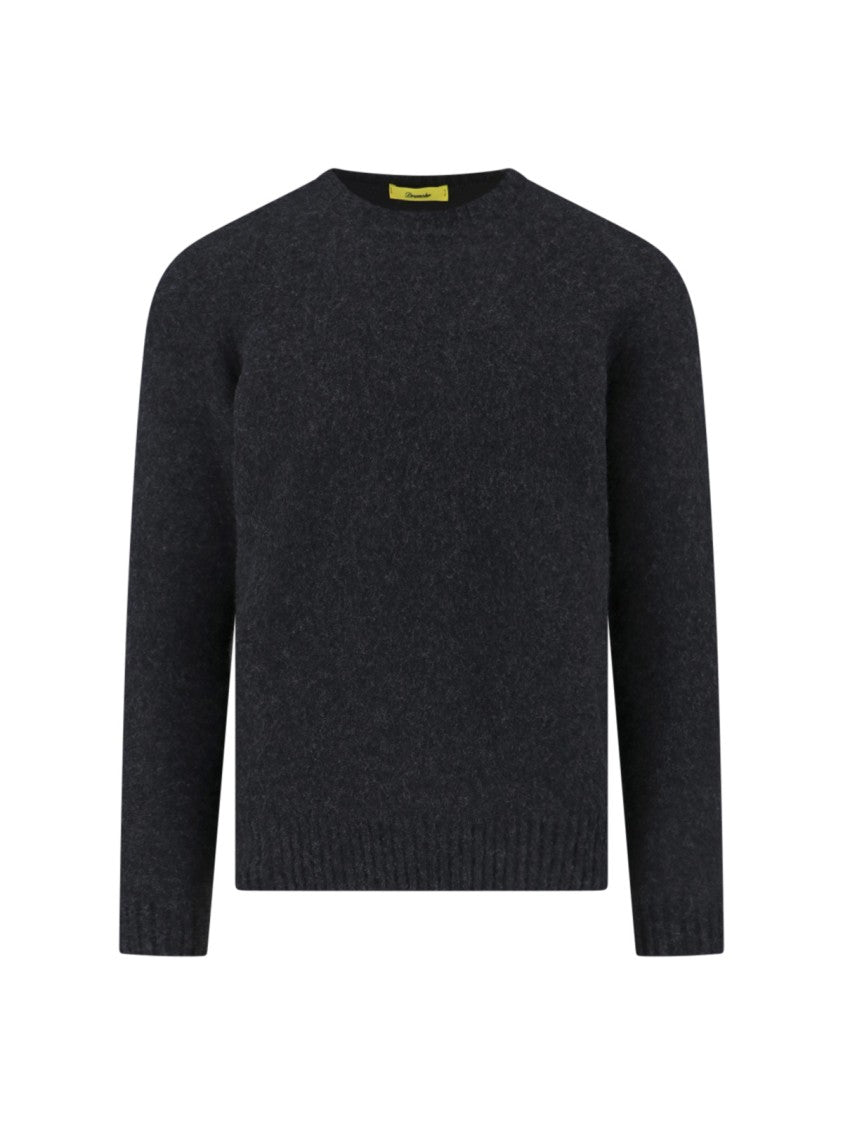 Drumohr Dark Grey Wool Sweater With Ribbed Finishes