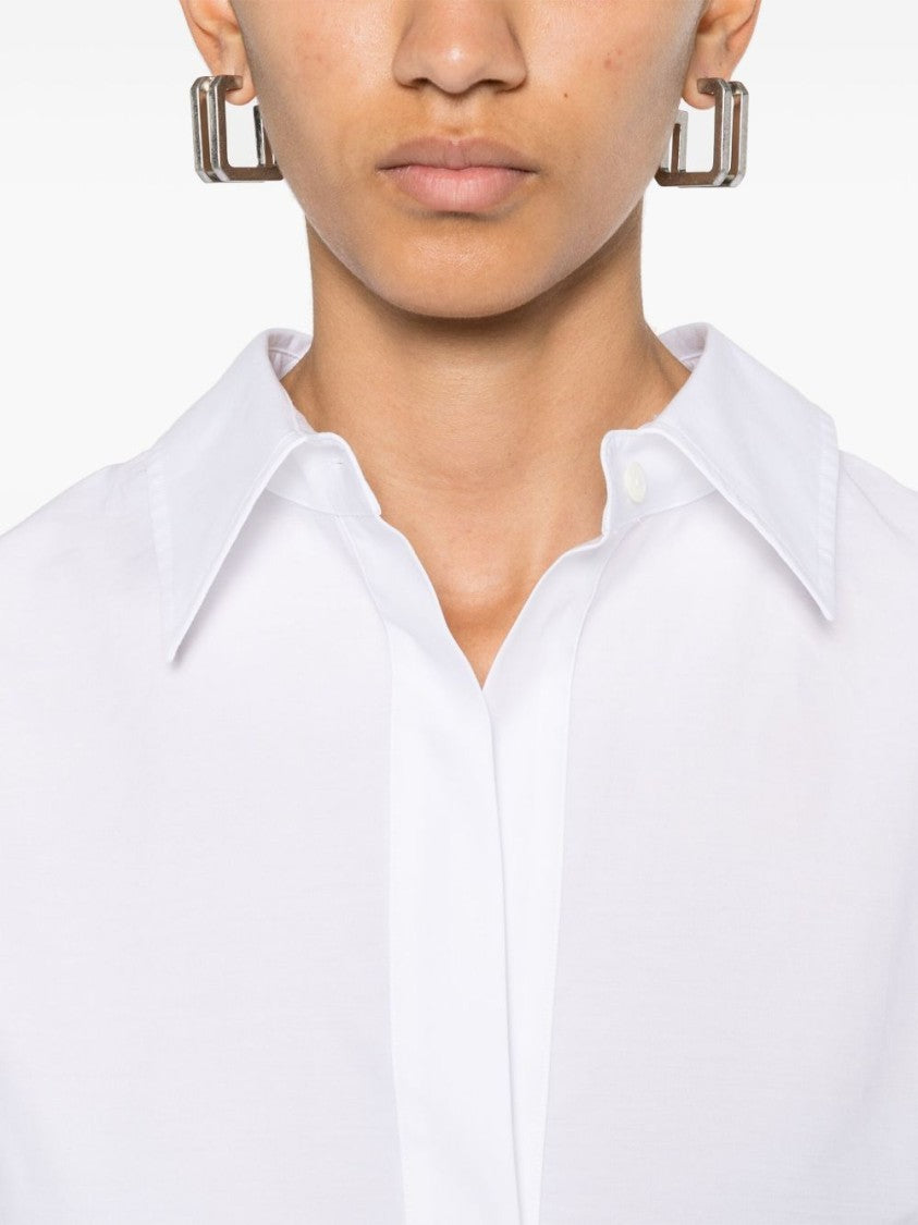 Parosh White Midi Dress With Classic Collar