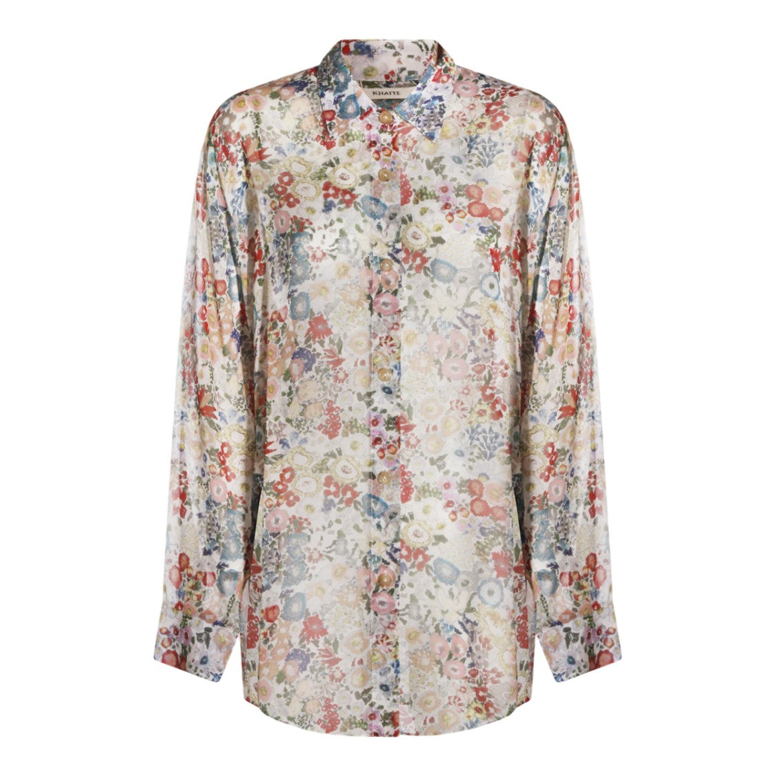 Khaite Long-Sleeved Floral Print Button-Up Shirt