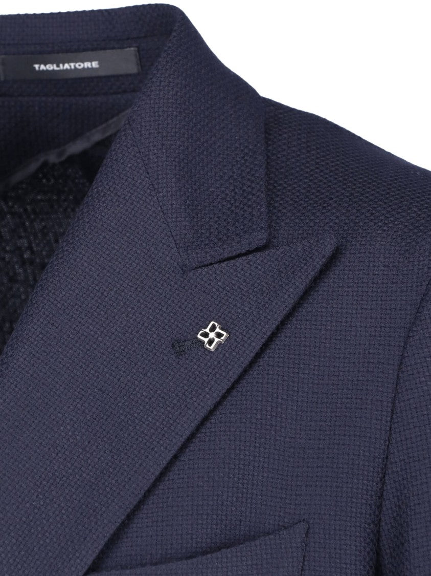 Tagliatore Navy Blue Virgin Wool Blazer