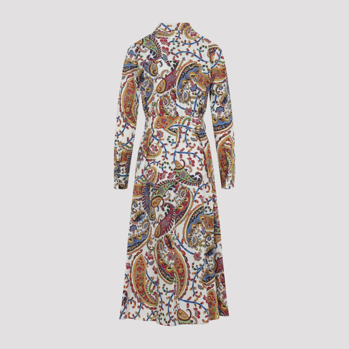 Etro Belted White Cotton Midi Dress