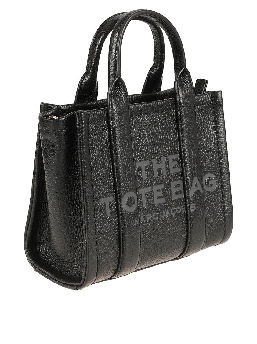 Marc Jacobs Textured Black Leather Tote Bag With Removable Strap