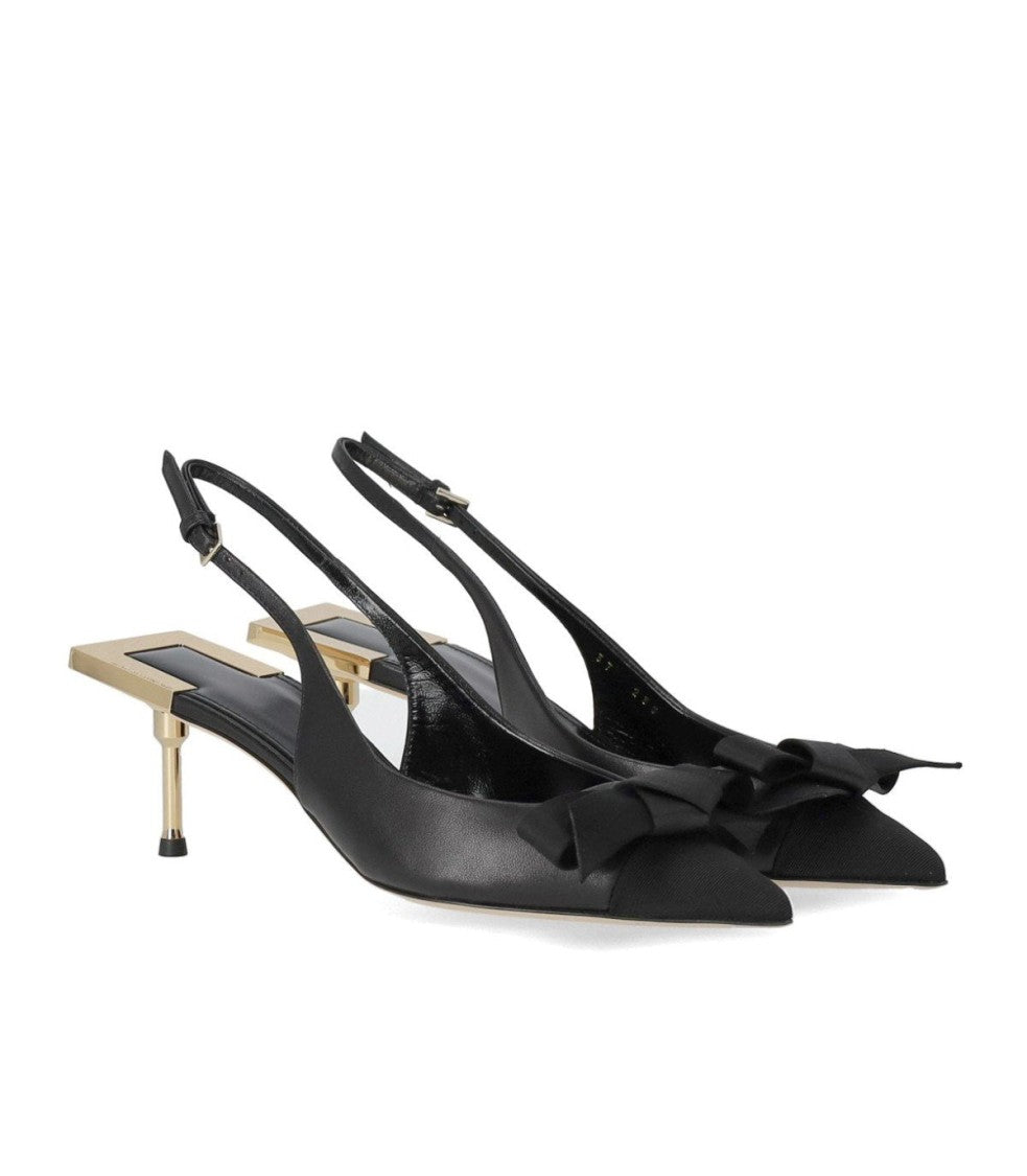 Elisabetta Franchi Black Slingback Pump With Bow