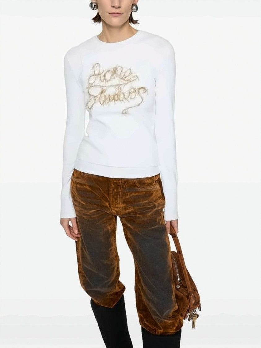 Acne Studios Textured Script Logo Long-Sleeved Top