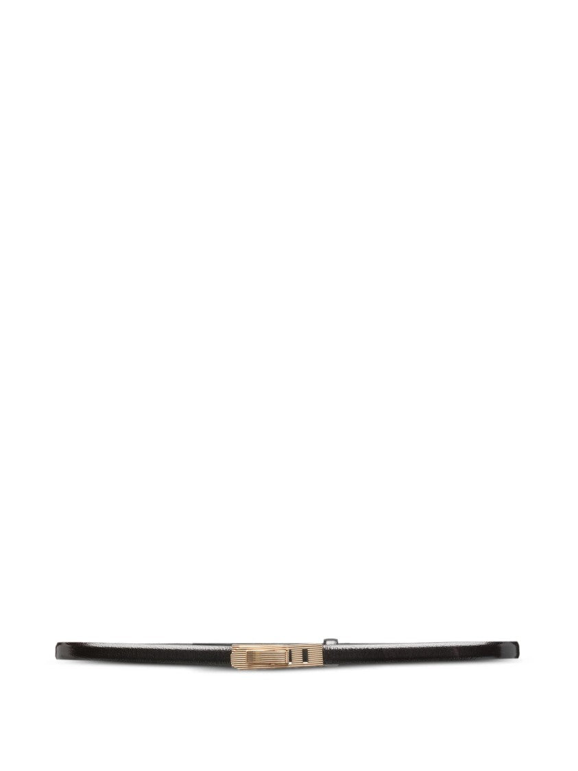 Alberta Ferretti Black Slim Goat Skin Buckle Belt