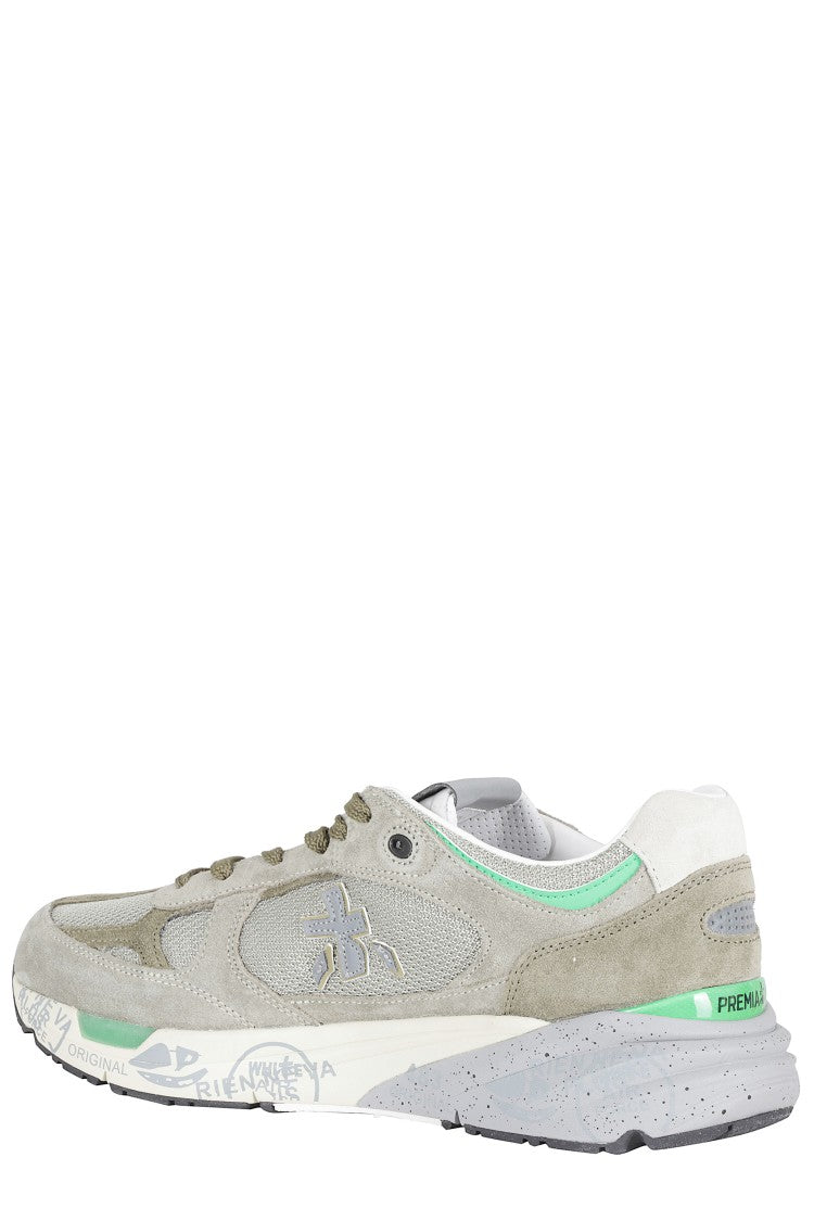 Premiata Gray Mase Iconic Side Design Leather Sneakers